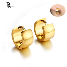 Gold Tone Stainless Steel Hoop Earrings for Women Man Simple 7mm Wide Punk Style Small Earrings Jewelry 2024 - buy cheap