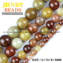 JHNBY Gold-color Natural Stone LIGHTER IMPERIAL stone High quality Round Loose beads 6/8/10/12MM Jewelry bracelet making DIY 2024 - buy cheap