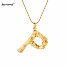 Bamboo Initial Letter P Necklace Snake Chain Gold Alphabet Jewelry Statement Personalized Women Gift Letter Charm P9089 2024 - buy cheap