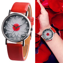 Женские часы, новые модные повседневные кожаные часы с цветком, Аналоговые кварцевые наручные часы, браслет, роскошные ЖЕНСКИЕ НАРЯДНЫЕ часы, reloj mujer # c 2024 - купить недорого