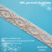 (10 yards) wholesale bridal beaded rhinestone applique trim iron on for wedding dress WDD0202 2024 - buy cheap