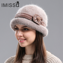 Imed chapéu de feltro de coelho feminino, chapéu casual de pele de coelho para mulheres, em cores sólidas, gorros de modelagem da moda elegante para outono e inverno 2024 - compre barato