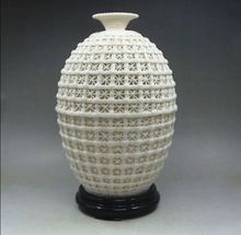 Jarrón grande de porcelana artesanal, decoración China, tallado, hueco, 10,44 pulgadas 2024 - compra barato