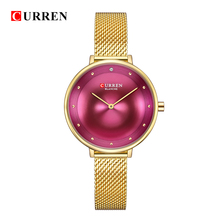 Curren relógio de quartzo de marca famosa, relógio casual dourado e prateado de malha de aço inoxidável vestido feminino 2024 - compre barato