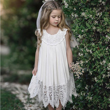 Kids Customes Girls Lace Princess Dress 2019 Summer England Style Sleeveless White Embroidered Party Dress For 1-5Years 2024 - buy cheap