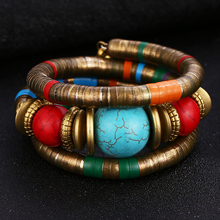 HOCOLE 2019 New Fashion Natural Stone Colorful Snake Bangle Bracelets For Women Vintage Multilayer Metal Bracelet Jewelry Indian 2024 - купить недорого