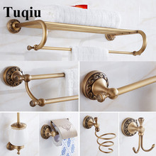 Juego de accesorios de baño de latón, toallero de bronce antiguo tallado, soporte de papel, soporte para cepillo de inodoro, grifo 2024 - compra barato