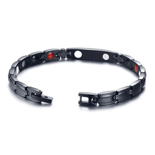 Pulseiras sociais de aço inoxidável, braceletes magnéticos de germânio, unissex 2024 - compre barato