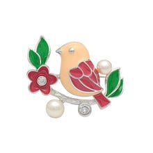 OneckOha Enameled Bird On Tree Branches Brooches Green Tree Leaf Pin Cute Animal Brooch Pin 2024 - buy cheap