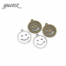 Yusiemens-pingente metálico antigo com smile, 6 peças, prata, banhado a metal, para fazer joias, colar, artesanato diy, 23x20mm, i170 2024 - compre barato