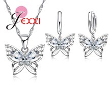 Romantic Butterfly Design Party Jewelry Set For Girls Cubic Zircon  925 Sterling Silver Bridal Jewellery Set Women 2024 - buy cheap