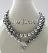 Collar con perla de concha del Mar del Sur, 35 ", 12mm, negro pavo real + gris 2024 - compra barato