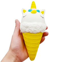 Cono de helado de unicornio Jumbo para niños, juguete suave de PU blando de elevación lenta, alivio del estrés con aroma divertido, regalo de Navidad de 15x10CM 2024 - compra barato