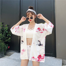 Blusas Mujer De Moda Kimono Cardigan Bird Funny Printed Chiffon Blouse 2019 Summer Harajuku Casual Kimono Tops 2024 - buy cheap