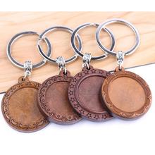 reidgaller 3pcs wood keychain cabochon base settings 25mm dia round blank bezel trays for key chain custom making diy findings 2024 - buy cheap