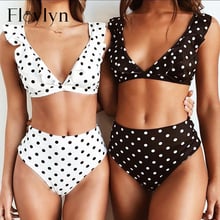 Floylgrande-biquíni de cintura alta moda verão 2018, roupa de banho feminina, push up, sexy, plissado, de bolinhas, moda praia 2024 - compre barato