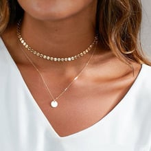 2020 Summer Simple Gold Coin Layered Choker Necklace For Women Multi Layer Chocker Necklaces collar collier ras du cou femme 2024 - buy cheap