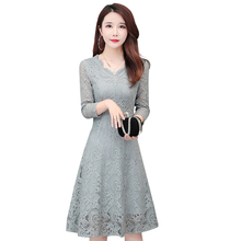 Fashion Lace Dresses Women 2020 Spring Autumn New V-neck Long sleeve Slim Sexy dress Women Elegant Plus Size Ladies dresses 4XL 2024 - buy cheap