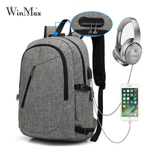 Winmax Men's Backpack Anti Theft Shoulder Bag Password Locks for Male USB Charging Travel Backpack & Headphone Plug Business 2024 - buy cheap