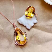 shilovem 925 sterling silver  Piezoelectric citrine Rings pendants send necklace Jewelry women trendy wedding mtzj1318z132522agj 2024 - buy cheap