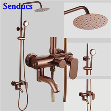 Senducs Rose Gold Bathroom Set Faucet High Quality Space Aluminum Bath Shower System In Wall Mounted Rose Gold Shower Set 2024 - buy cheap