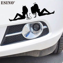 Creative Cartoon Nice Car Styling Hot Lady Sexy Girl Angels and Demons Sit Back to Back Car Sticker Car Bumper Body Decal Vinyl 2024 - buy cheap