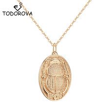 Todorova Egyptian Hieroglyph Cartouche Scarab Beetle Charm Pendant Necklace Ancient Egypt Male Necklaces for Women Men Jewelry 2024 - buy cheap