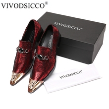 VIVODSICCO-zapatos de vestir de piel auténtica para hombre, calzado de piel auténtica a la moda, zapatos planos Oxford, para boda, Social, nuevos 2024 - compra barato