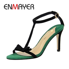 ENMAYER 2019 New Arrival  Flock  Basic  Party Women Sexy High Heel Sandals Solid  Fashion  Shoes Woman  Size 34-40 LY2298 2024 - buy cheap