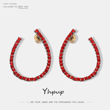 Yhpup, модные изысканные серьги-гвоздики со стразами, геометрические, эффектные, очаровательные серьги, роскошные ювелирные изделия для женщин, подарок на вечеринку 2024 - купить недорого
