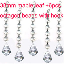 10 pçs/lote 38 milímetros maple leaf + 6pcs octagon contas com gancho de metal para peças de cristal lustre de vidro 2024 - compre barato