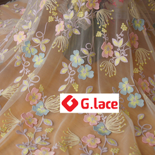 GLace 1Y/Lot 3D  milk silk mesh fabric 130cm soft embroidery fabric wedding lace decoration clothing dress accessoriesTX083 2024 - buy cheap