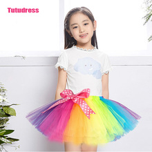 New Fluffy Handmade Rainbow Tutu Skirt Colorful Party Girl Skirt Dance Skirt Baby Girl Clothes kids Clothes Birthday Gift 2024 - buy cheap