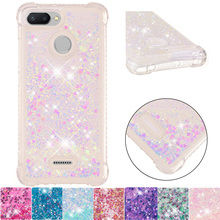 Capa fofa para xiaomi redmi 6 6a, capa de celular com glitter dinâmico areia movediça líquida para amortecedor xiaomi xaomi red mi 6 a capa macia redmi6 redmi6a 2024 - compre barato