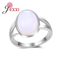 Clam Simple Style Women Ring 925 Sterling Silver Accessories Pave Clear Pink Opal Stome Roamntic Jewelry For Girl 2024 - buy cheap