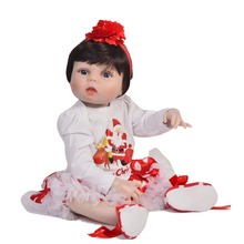 22 "/56 см силиконовая кукла Boneca с круглым лицом, кукла принцессы для новорожденных, милая виниловая кукла для маленьких девочек, детская сюрприз, рождественский подарок, игрушка 2024 - купить недорого