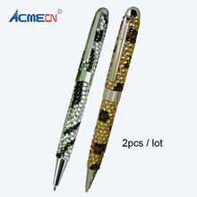 ACMECN 2pcs / lot Jewellory Promotion Logo Pen Unique Design Brand Pens Popular Fashion Rhinestone Ballpoint Pen Office Writing 2024 - buy cheap