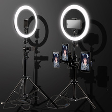 Anel de luz de 26cm para estúdio fotográfico, regulável, 3200-5600k, lâmpada led, adaptador para celular, maquiagem, transmissão de vídeo, live, tripé 2024 - compre barato