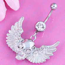 Skull Wings belly navel ring  surgical steel dangle piercing Body piercing jewelry navel bar Nickel-free 2024 - buy cheap