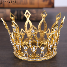 JaneVini-tiara nupcial de lujo con diamantes de imitación, corona de oro, barroco, Vintage, Reina rey corona, accesorios para el cabello 2024 - compra barato