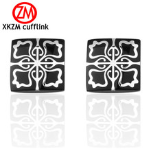 High Quality French enamel Black flowers Cufflink For Mens Shirt Brand suit Cuff Buttons Top sale Cuff Links Jewelry 2024 - buy cheap
