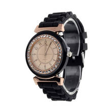 Женские наручные часы, классические резиновые часы с ремешком из горного хрусталя, аналоговые кварцевые наручные часы, 35 2024 - купить недорого