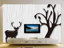 Custom 3d murals wallpaper papel de parede,European reindeer simple lines wallpaper,living room TV sofa wall modern wallpaper 2024 - buy cheap