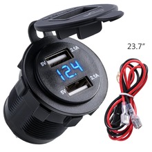 4.2A Waterproof Dual USB Charger Socket Power Outlet with Voltmeter LED light for 12-24V Car Boat marine ATV Motorcycle Plastic 2024 - buy cheap