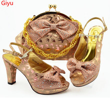 doershow New Arrival African Wedding Shoes and Bag Set peach Italian Shoes with Matching Bags Nigerian Women party!!KO1-14 2024 - buy cheap