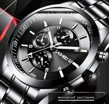 Men Black Watches Luxury Full Steel Watch Masculino Relogio Men's Sports Business Erkek Kol Saati Dress Wristwatch Chronograph  2024 - compre barato