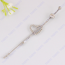 Heart tassel belly button ring fashion Lady body piercing jewelry navel ring 14G 316L surgical steel Nickel-free 2024 - buy cheap