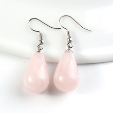 100-Unique Trendy Silver Plated Natural Rose Pink Quartz Water Drop Earrings Elegant Women Earrings 2024 - buy cheap