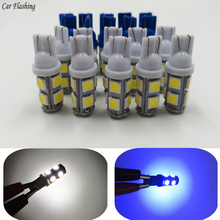 Lâmpadas led t10 w5w, led 9smd 5050 w5w t10, branco, azul, luzes de apuramento automático, lâmpada interior led 194 168, 20 peças 2024 - compre barato