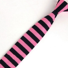 Men's Pink Black Striped Neckties Classical Knit Tie Slim Skinny Knitted Ties Groom Wedding Party Business Necktie ZZLD101 2024 - buy cheap